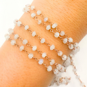 White Moonstone Rose Gold Plated Wire Chain